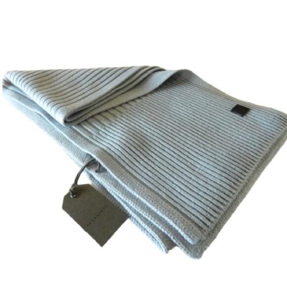 AllSaints Rib Knit Wool Blend Scarf in Light Blue New Retails $79 - Picture 1 of 6